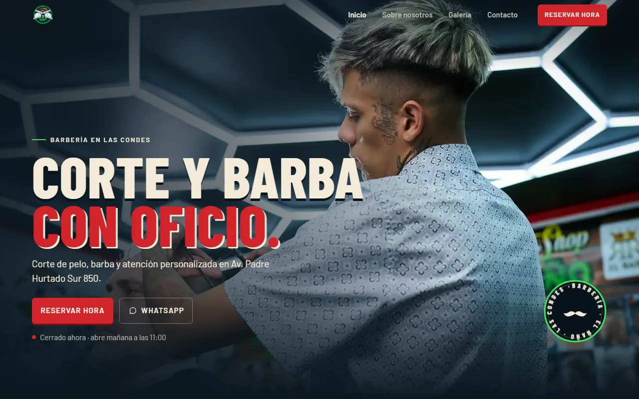 Portada del sitio web de Barbería El Ñaño, desarrollado por ROCALDE