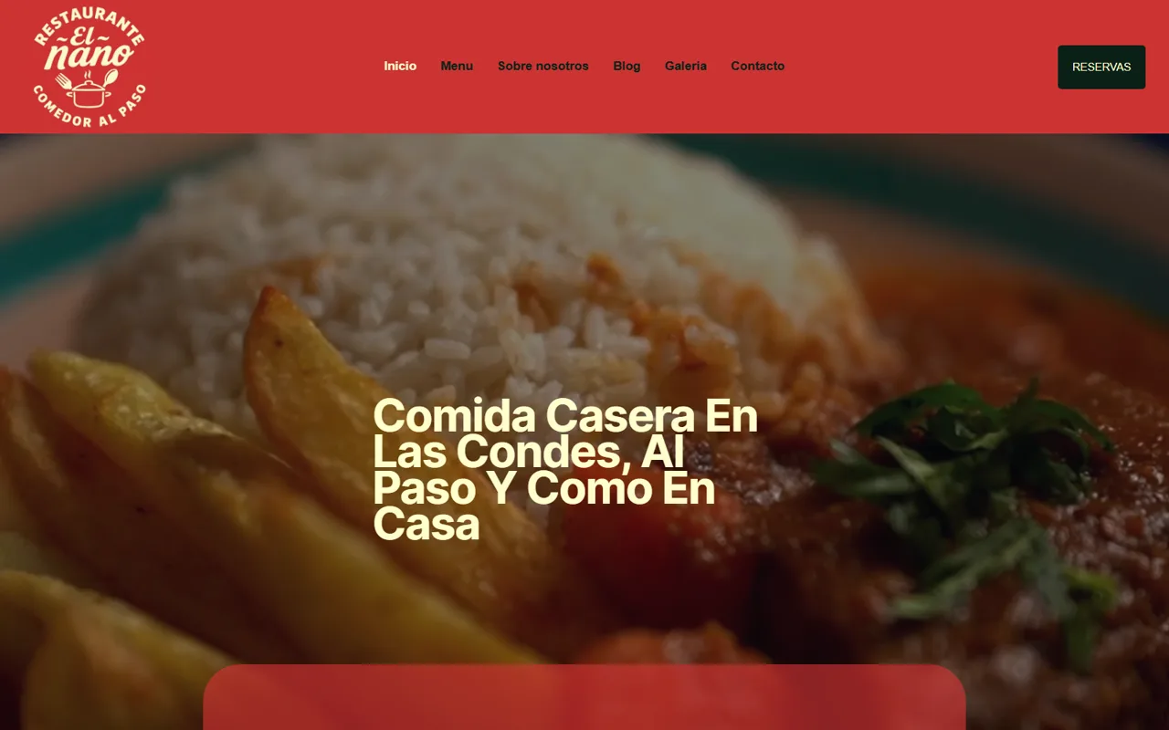 Portada del sitio web de Comedor El Nano, desarrollado por ROCALDE